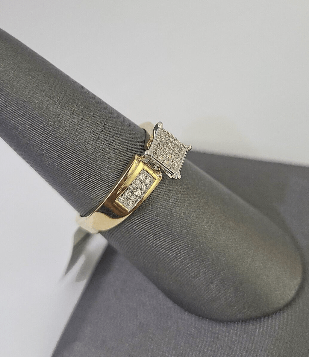 Real 10k Diamond Ladies Ring Yellow Gold Women Casual Genuine Wedding - GoldenlinQ